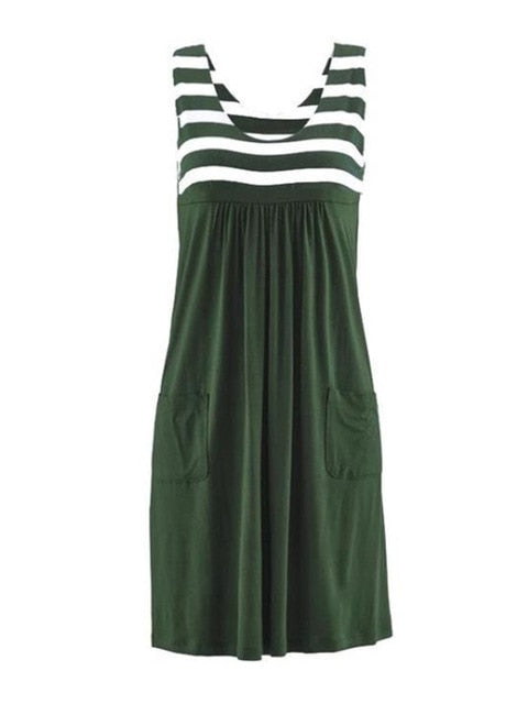 Fashion striped dress large size summer dress loose simple sleeveless dress women's clothing