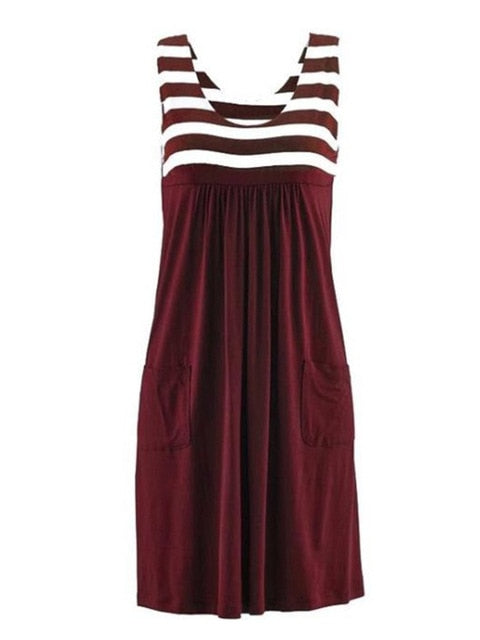 Fashion striped dress large size summer dress loose simple sleeveless dress women's clothing