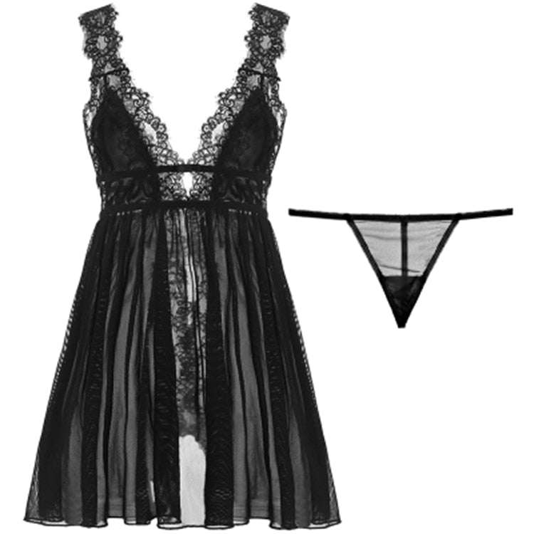 Summer Womens Sleepwear V-Neck Sexy Nightdress Casual Nightgown Comfortable Lace Pajama Solid Color Bifurcation Nightwear