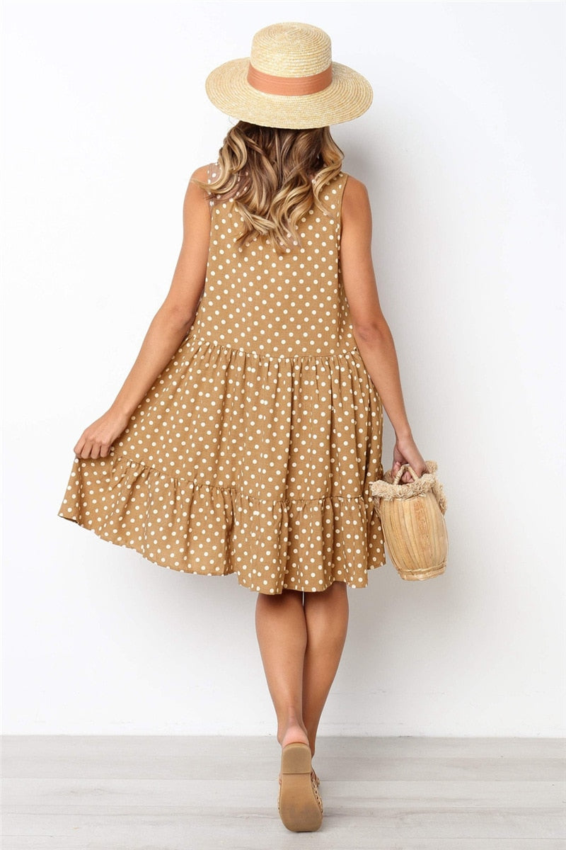 Summer Dress 2021 Women Ruffle Spring Street Sexy Casual Slim Thin Beach Party O Neck Mini Polka Dot Dress Vestidos De Fiesta
