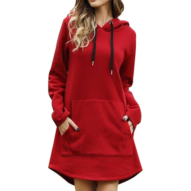 New Hoodie Women Dress Casual Hooded Pocket Long Sleeve Pullover Sweatshirts Womens Fashion Hooded Autumn Winter Dropshipping