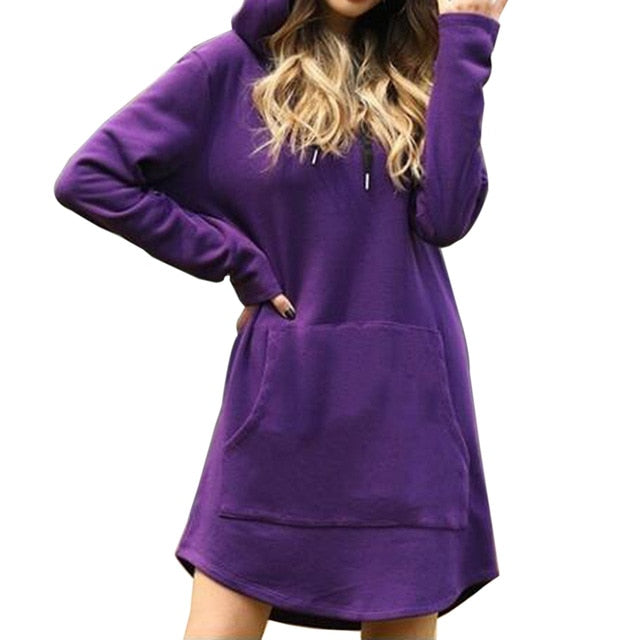 New Hoodie Women Dress Casual Hooded Pocket Long Sleeve Pullover Sweatshirts Womens Fashion Hooded Autumn Winter Dropshipping