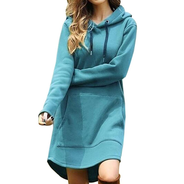 New Hoodie Women Dress Casual Hooded Pocket Long Sleeve Pullover Sweatshirts Womens Fashion Hooded Autumn Winter Dropshipping