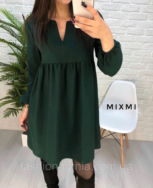 Women Casual High Waist Mini Dress Long sleeve Sexy V-Neck Solid Color Party Lantern Sleeve Dress Autumn New Fashion Dress