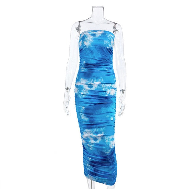 Paisley Print Knit Dress Women Green Y2K Summer Sexy Bodycon Sleeveless Spaghetti Strap Beach Party Midi Dresses 2021