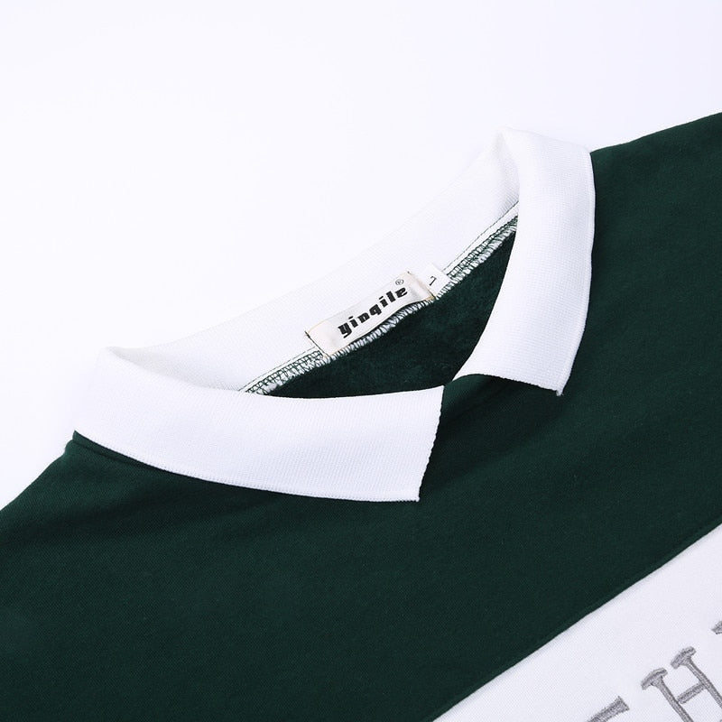 School Style Stripe uniform harr Embroidery cartoon men Female Sweatshirt Hoodies Woman Tracksuit Kpop velvet