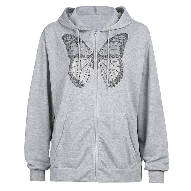 Rockmore Brown Hoodies Women'S Sweatshirts Hoodie Pocket Jacket Harajuku Clothing Femme Autumn Hooded Zipper Top Korean
