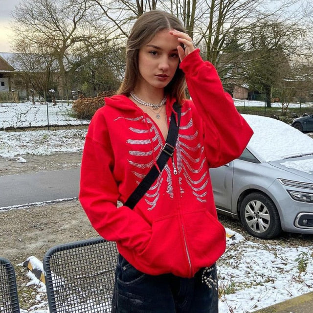 Rockmore Brown Hoodies Women'S Sweatshirts Hoodie Pocket Jacket Harajuku Clothing Femme Autumn Hooded Zipper Top Korean