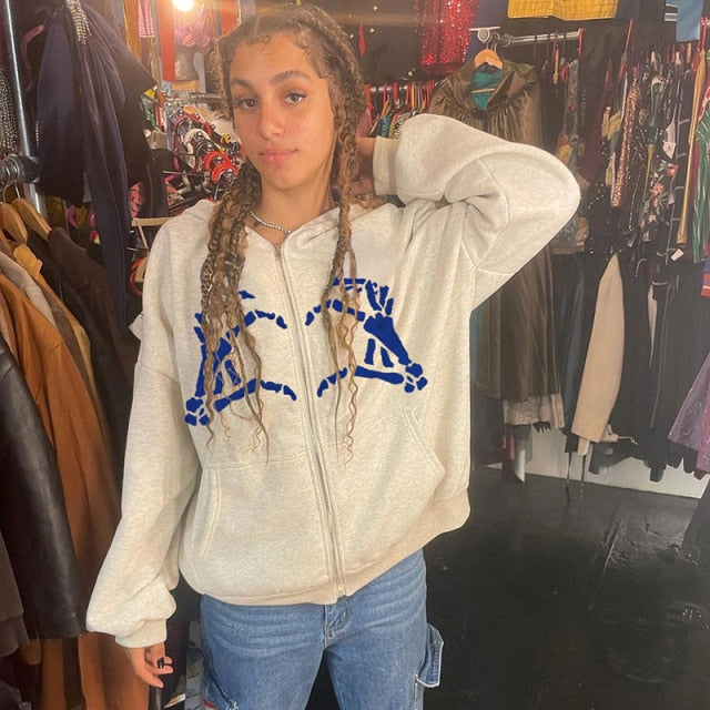 Rockmore Brown Hoodies Women'S Sweatshirts Hoodie Pocket Jacket Harajuku Clothing Femme Autumn Hooded Zipper Top Korean