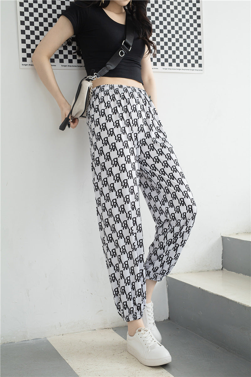 Missnight Pink Pants Heart Printed Straight Elastic High Waist Pants Drawstring Fashion Pants Streetwear Vintage 2021 Harajuku