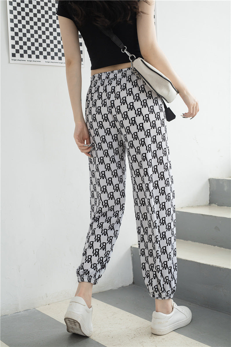 Missnight Pink Pants Heart Printed Straight Elastic High Waist Pants Drawstring Fashion Pants Streetwear Vintage 2021 Harajuku