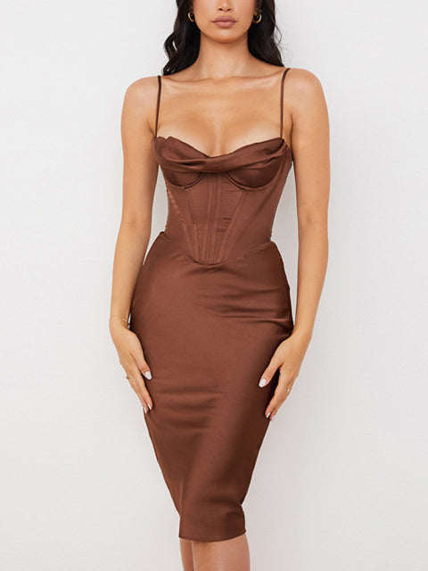 High Quality Satin Bodycon Dress Women Party Dress New Arrivals White Midi Bodycon Dress Celebrity Evening Club Dress
