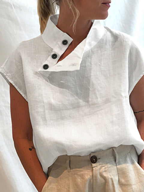 Celmia Women Short Sleeve Blusas Summer Cotton Linen Shirts Fashion Oversized Blouses Casual Loose Camisas Solid Tunic Tops