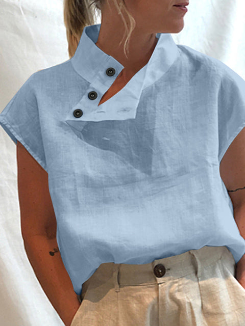 Celmia Women Short Sleeve Blusas Summer Cotton Linen Shirts Fashion Oversized Blouses Casual Loose Camisas Solid Tunic Tops
