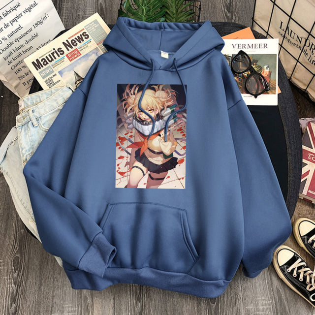 Cartoon Kawaii Korean Style Clothes For Women's Hoodies Tops Harajuku Black Fleece Hoody Clothing Spring Brown Girls Anime