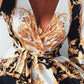 Women Boho Wrap Summer Long Dress Holiday Maxi Loose Sundress Floral Print V-neck Long Sleeve Elegante Dresses Cocktail Party