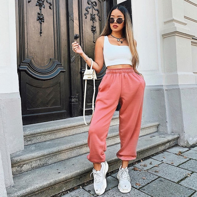 Rockmore Harajuku Joggers Wide Leg SweatPants Women Trousers Plus Size High Waist Pants Streetwear Korean Casual Pant Femme Fall