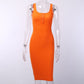 WannaThis Knee-Length Dress Knitted Elastic Sleeveless Bodycon elegant Women Summer Sexy V-Neck Button Party Slim Dresses