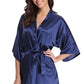 New Silk Kimono Robe Bathrobe Women Silk Bridesmaid Robes Sexy Navy Blue Robes Satin Robe Ladies Dressing Gowns