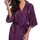 New Silk Kimono Robe Bathrobe Women Silk Bridesmaid Robes Sexy Navy Blue Robes Satin Robe Ladies Dressing Gowns