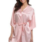 New Silk Kimono Robe Bathrobe Women Silk Bridesmaid Robes Sexy Navy Blue Robes Satin Robe Ladies Dressing Gowns