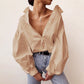 Lantern Sleeve Elegant Shirt White Black Sexy Button Vintage Blouse Turn Down Collar Office Ladies Shirt Female Casual