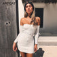 Women Autumn Winter Bandage Dress Women Sexy Off Shoulder Long Sleeve Slim Elastic Bodycon Party Dresses Vestidos
