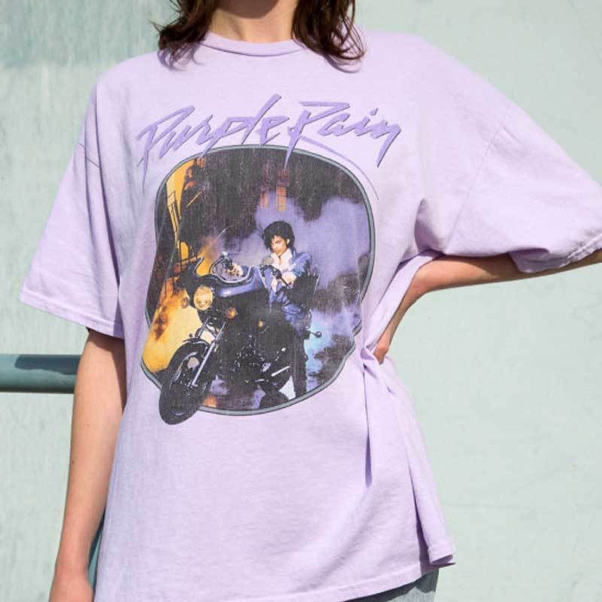 Purple Rain Vintage Graphic Tee Female Short Sleeve Purple Chic Printed Tops Summer Cotton Loose Casual T Shirt