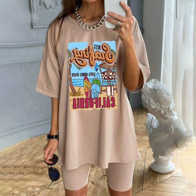 Purple Rain Vintage Graphic Tee Female Short Sleeve Purple Chic Printed Tops Summer Cotton Loose Casual T Shirt