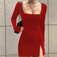 velvet women dress bodycon Modis soild Autumn Winter elegent split Femme Dresses party long sleeve gothic clothes