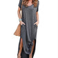 Plus Size 5XL Sexy Women Dress Summer Solid Casual Short Sleeve Maxi Dress For Women Long Dress Free Shipping Lady Dresses