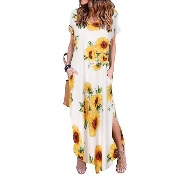 Sexy Women Dress Plus Size 5XL Summer 2020 Casual Short Sleeve Floral Maxi Dress For Women Long Dress Free Shipping Lady Dresses