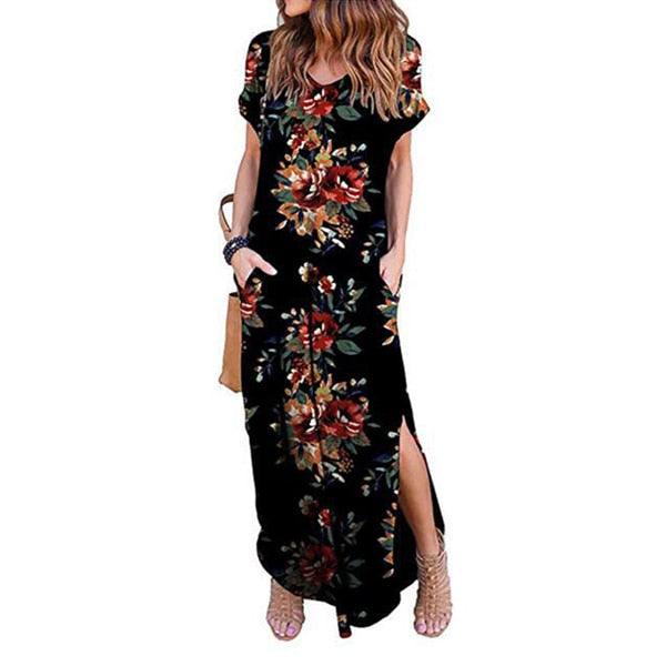 Sexy Women Dress Plus Size 5XL Summer 2020 Casual Short Sleeve Floral Maxi Dress For Women Long Dress Free Shipping Lady Dresses