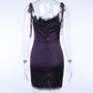 Sexy Spaghetti Straps Bodycon Gothic Black Dress Women Streetwear Black Lace Up Mini Female Dress Casual Purple Dress