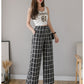 Syiwidii Vintage Plaid Pants Women High Waist Plus Size Wide Leg Casual Female Trousers 2021 Fashion Joggers Clothes Streetwear