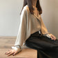 Spring Women Fashion Long Sleeves Satin Blouse Vintage Femme V Neck Street Shirts Elegant Imitation Silk Blouse