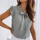 Women Blouses Butterfly Short Sleeves Shirt  Summer Bow Lace Up Polka Dot Female Tops Ruffle Pullover Vintage Blusa