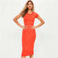 Cotton Long Spring Dress Fashion Solid O-Neck Short Sleeve Office Lady Summer Dress Plus Size Casual Pencil Vestidos Party Robe