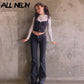 Indie Aesthetics Slim Low Waist Flare Pants E-girl Vintage Pockets Solid Y2K Pants Autumn 90s Fashion Black Trousers