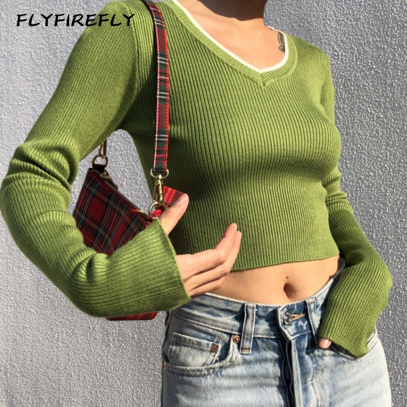 Vintage blouse women long sleeve crop top streetwear green blusas elegant ladies tops korean fashion green shirt sreetwear