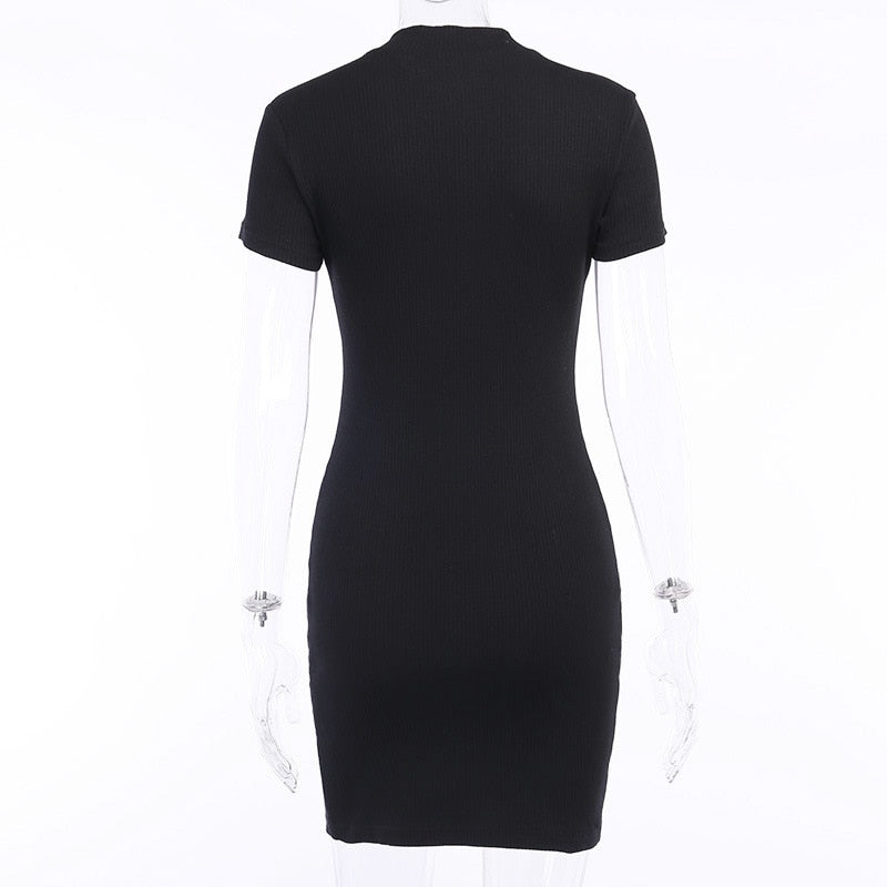 Women Winter Fall Bodycon Ribbed Dress 2020 New Stand Collar Zipper Deep V-neck Solid Stretch Bodycon Pencil Party Mini Vestido