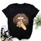 Summer Fashion Shirt Lips Leopard Graphic T Shirt Women Tops Base O-neckBlack Tees Kiss Leopard Lip Funny Girls Tshirt