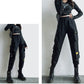 Streetwear Cargo Pants Women Casual Joggers Black High Waist Loose Female Trousers Korean Style Ribbon Ladies Pants Dropshipping