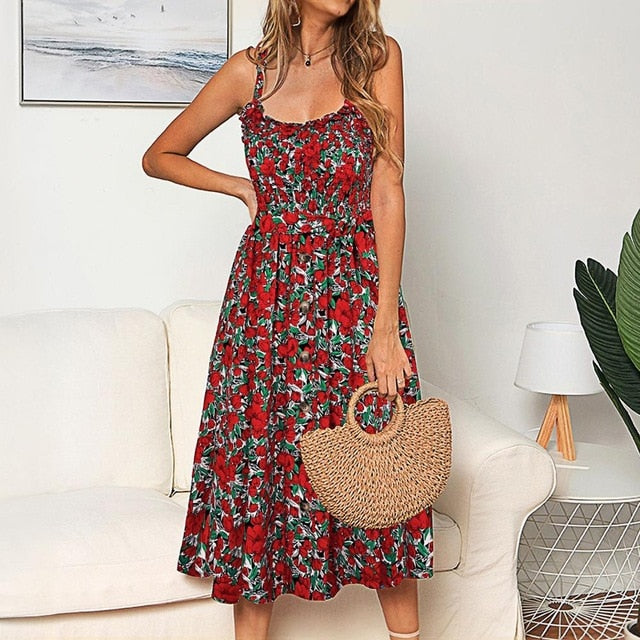 Sexy Summer Sleeveless Slip Dress Women Strapless Bow Button Loose Bandage Pleated Polka Dot Sundress Casual Backless Vestidos