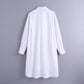 Autumn White Oversized Button Up Shirts Women Blouses Blue Collar Poplin Shirt Long Sleeve Plus Size Ladies Tops Pocket