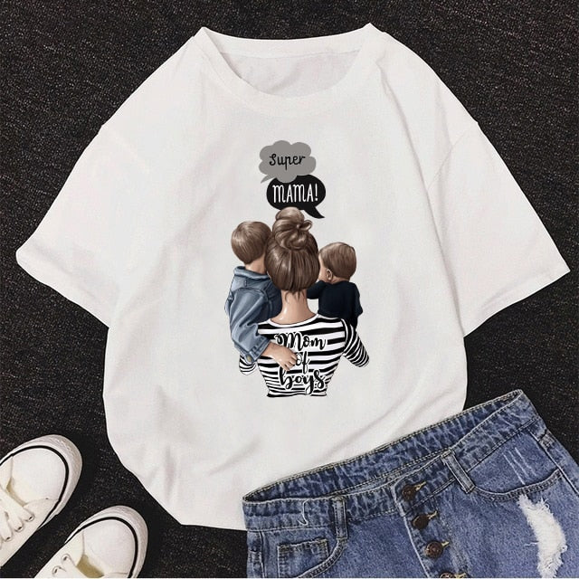 Girl Mom T shirt Women Mother's Love Print Black T-shirt Harajuku Mama TShirt Vogue Tops tee shirt Femme