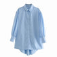 Stylish Women Long Shirt Spring 2021 New Fashion White and Black Blouse Modern Lady Loose Long Sleeve Shirts