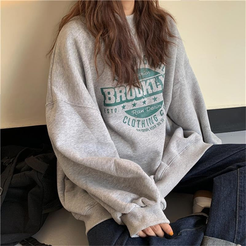 Thin Pullover Sweatshirt Fashion Autumn Designer Loose Crewneck Sweatshirt Harajuku Hoodie Polerones Mujer 2021 Kpop Clothes