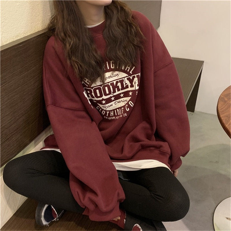 Thin Pullover Sweatshirt Fashion Autumn Designer Loose Crewneck Sweatshirt Harajuku Hoodie Polerones Mujer 2021 Kpop Clothes