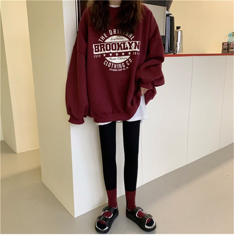 Thin Pullover Sweatshirt Fashion Autumn Designer Loose Crewneck Sweatshirt Harajuku Hoodie Polerones Mujer 2021 Kpop Clothes